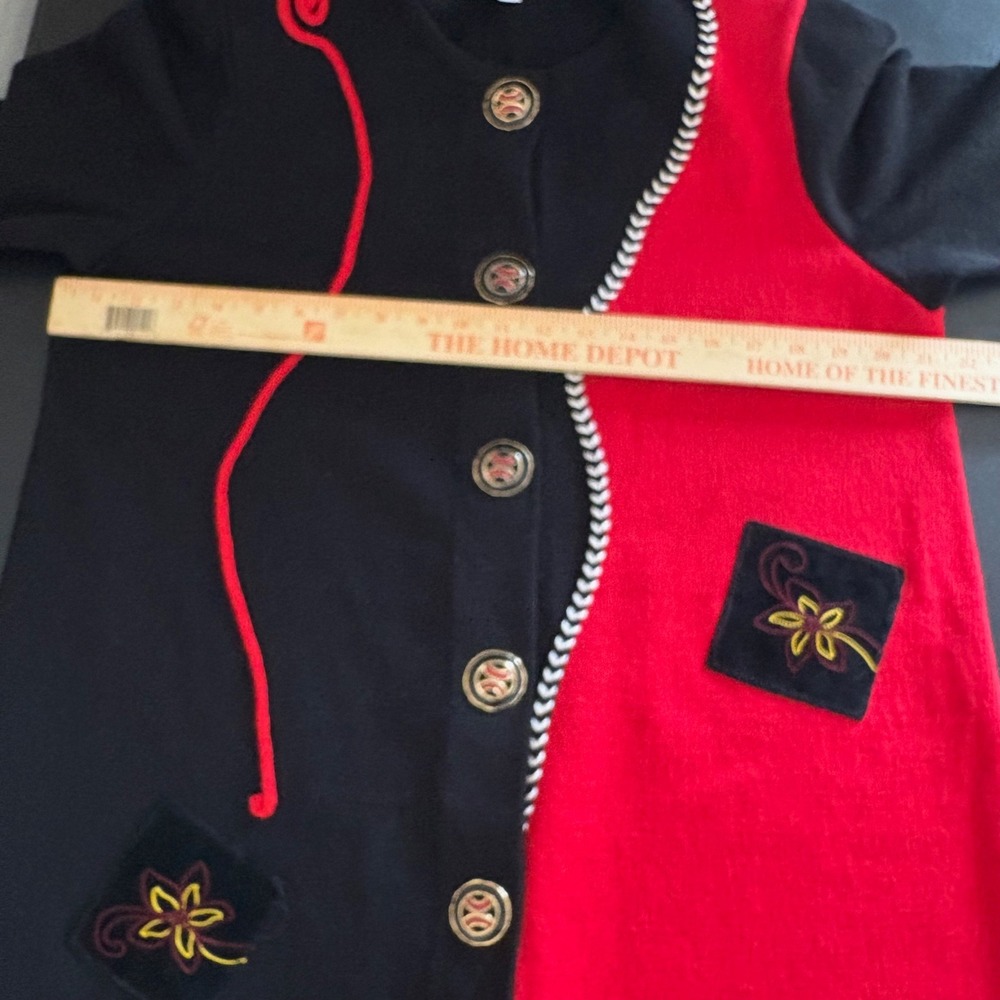 The Michael Collection Black Red Santana Knit Button Front Dress XL Art Vintage - Picture 11 of 15